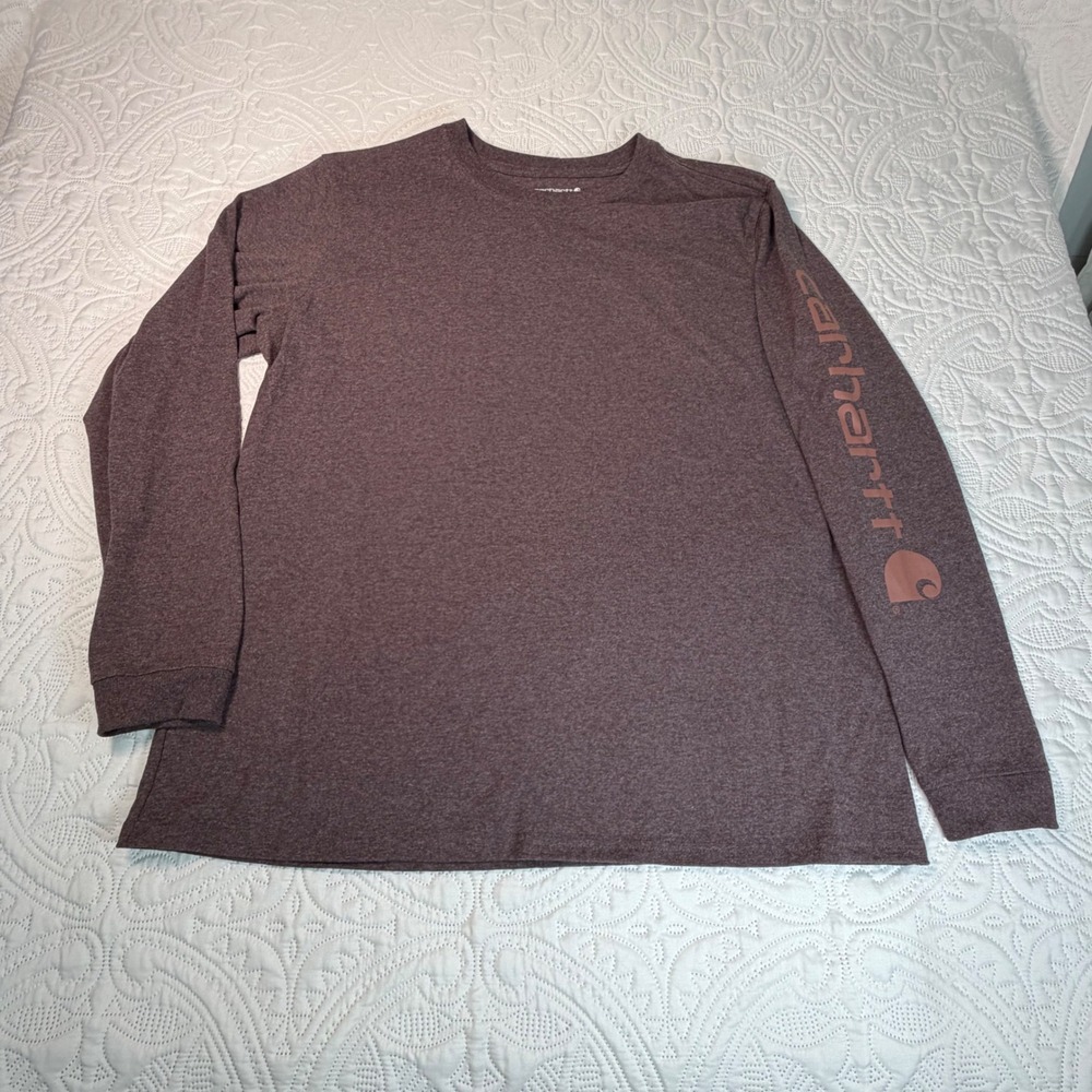 Carhartt‎ youth lg 12-14 Long Sleeve Graphic T-Shirt Loose Fit brown Heather